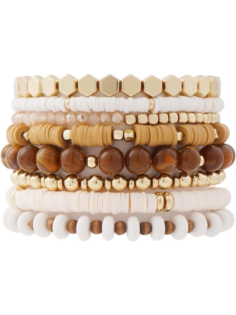 Bohemian Heishi Clay Bead Bracelets Set for Women - Stackable Elastic Friendship